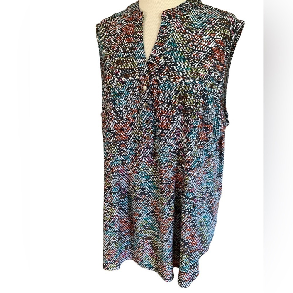 COCOMO 3X Plus size multicolored sleeveless women’s Blouse top shirt - Picture 6 of 13